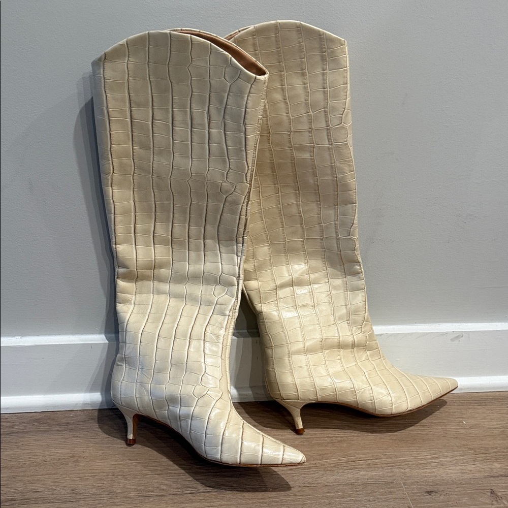 *BLACK FRIDAY PRICING* Schutz Maryana Lo Croc-Embossed Leather Knee-High Boots